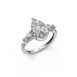 Load image into Gallery viewer, Adele Pear Solitaire Diamond 3 stone Ladies Ring
