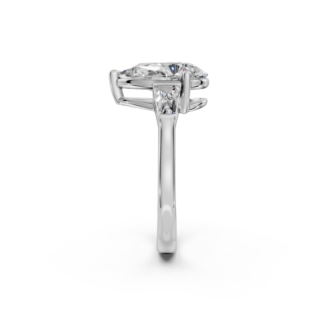 Adele Pear Solitaire Diamond 3 stone Ladies Ring