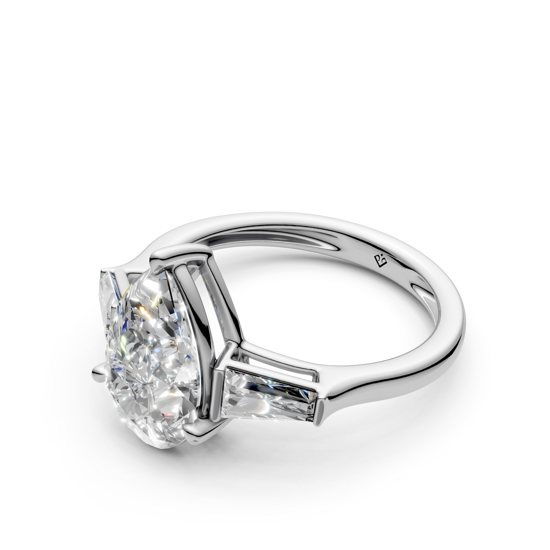 Adele Pear Solitaire Diamond 3 stone Ladies Ring