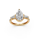 Load image into Gallery viewer, Adele Pear Solitaire Diamond 3 stone Ladies Ring

