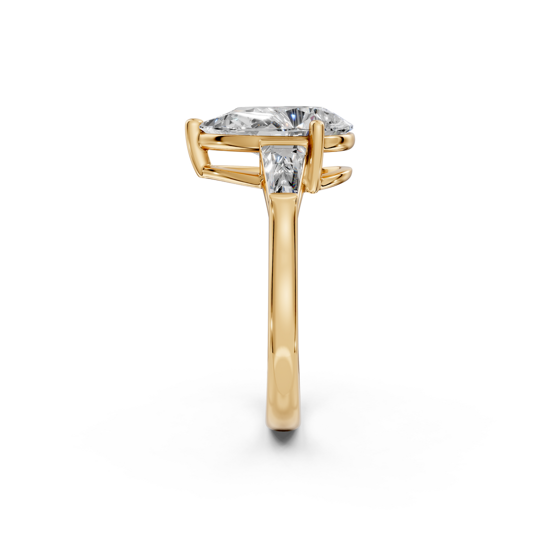 Adele Pear Solitaire Diamond 3 stone Ladies Ring