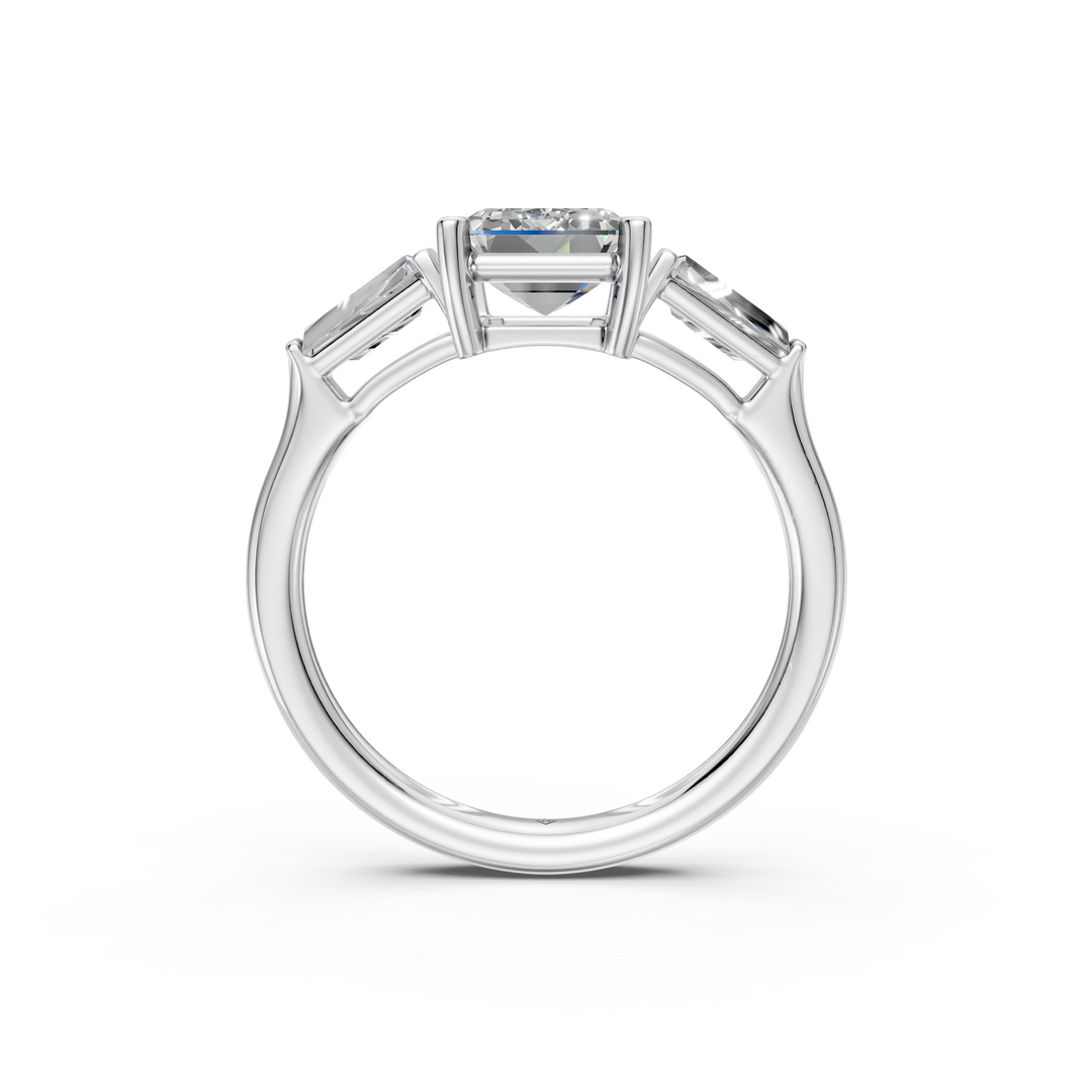 Gigi Emerald Solitaire Diamond 3 stone Ladies Ring