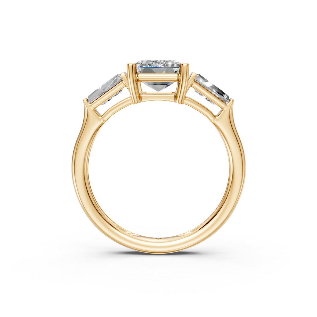 Gigi Emerald Solitaire Diamond 3 stone Ladies Ring