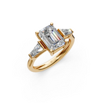 Load image into Gallery viewer, Gigi Emerald Solitaire Diamond 3 stone Ladies Ring

