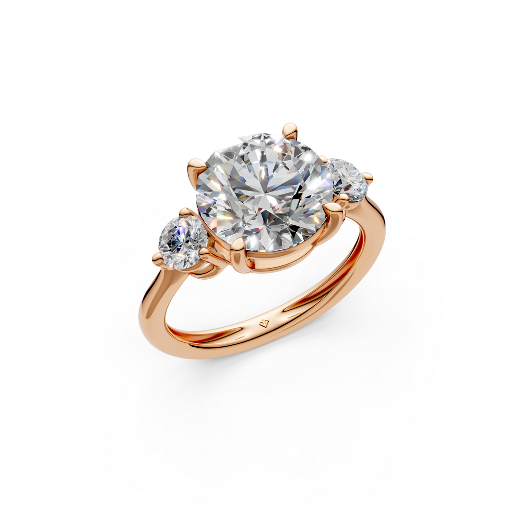 Kiki Round Solitaire Diamond 3 stone Ladies Ring