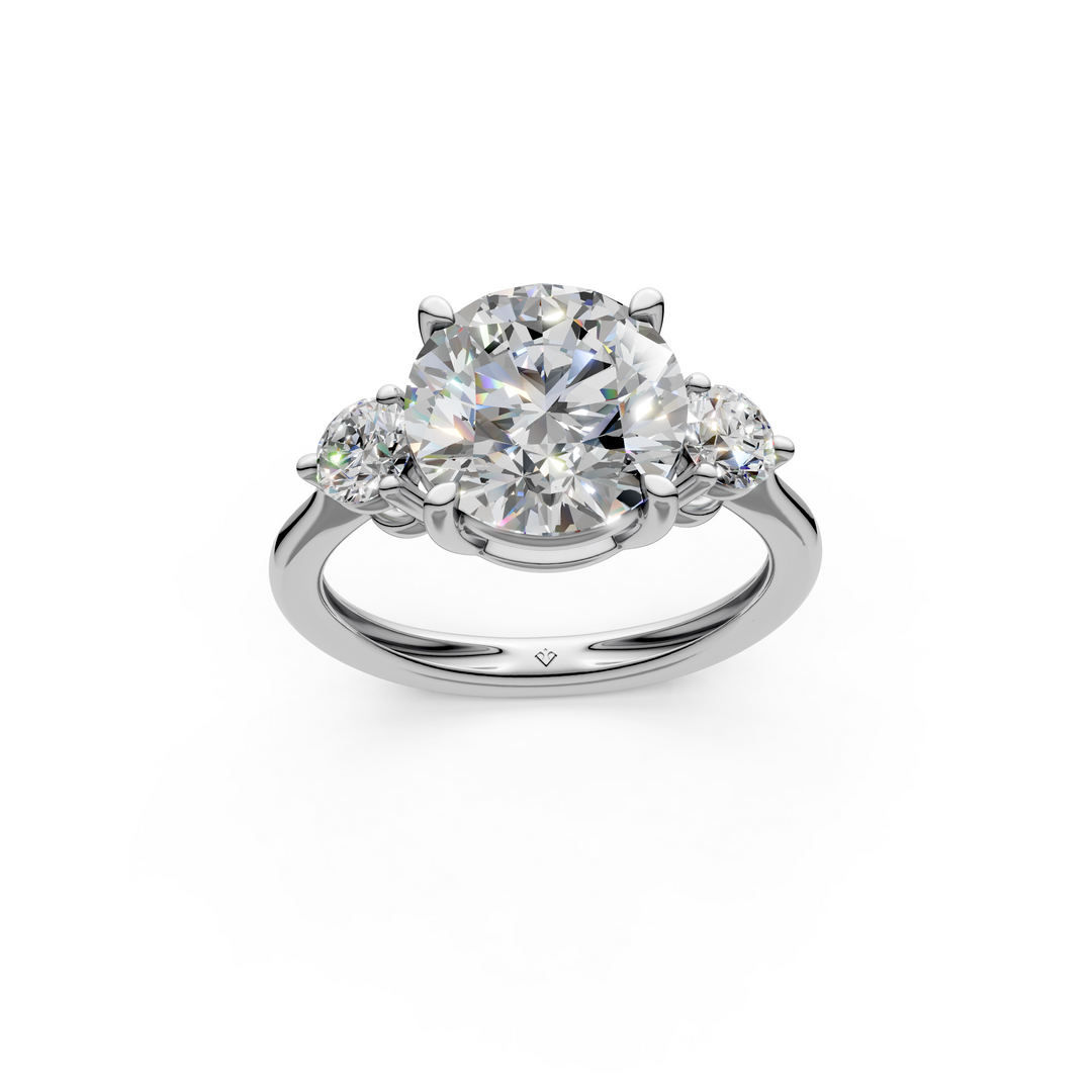 Kiki Round Solitaire Diamond 3 stone Ladies Ring