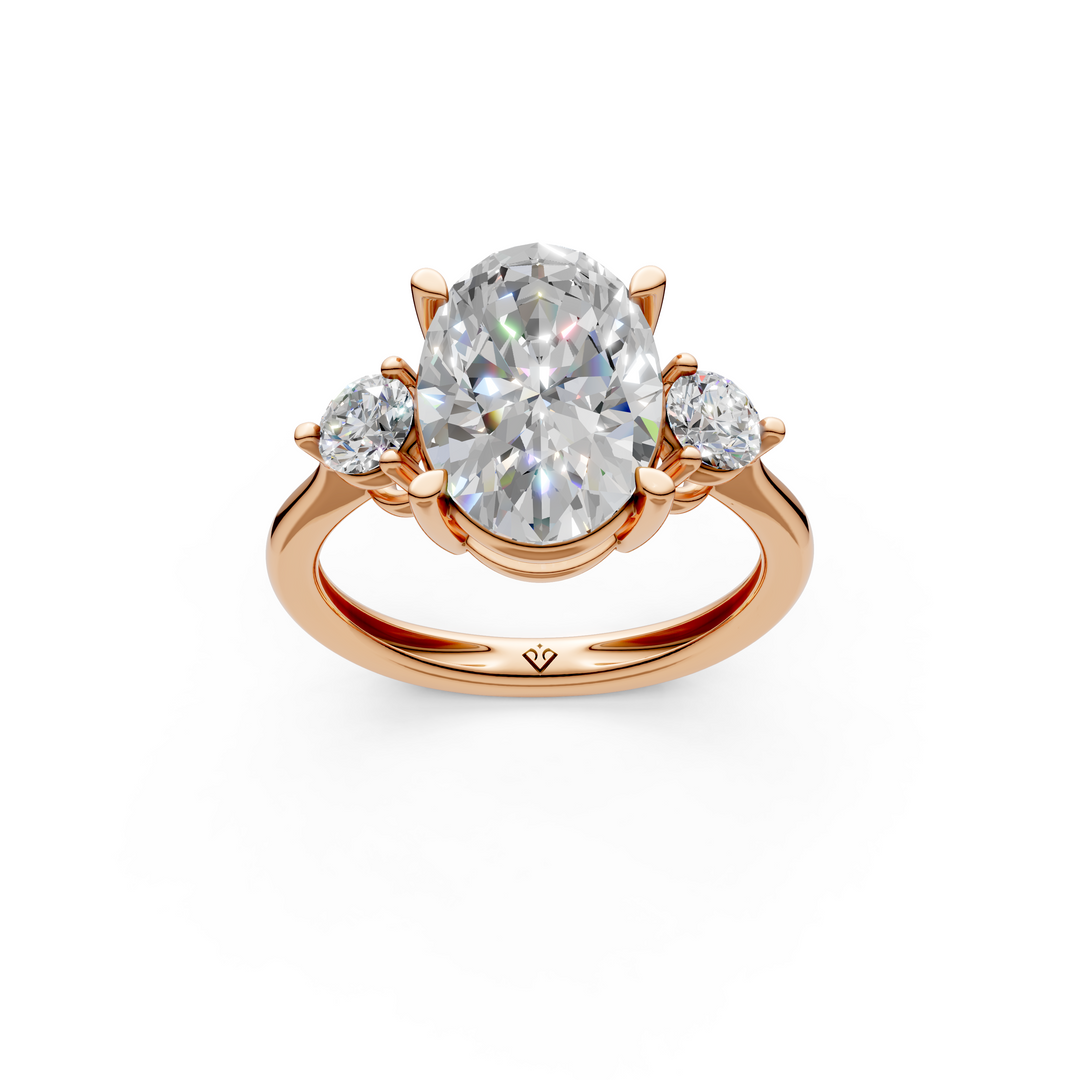 Opal Oval Solitaire Diamond 3 stone Ladies Ring