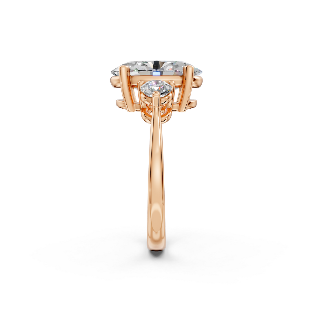 Opal Oval Solitaire Diamond 3 stone Ladies Ring