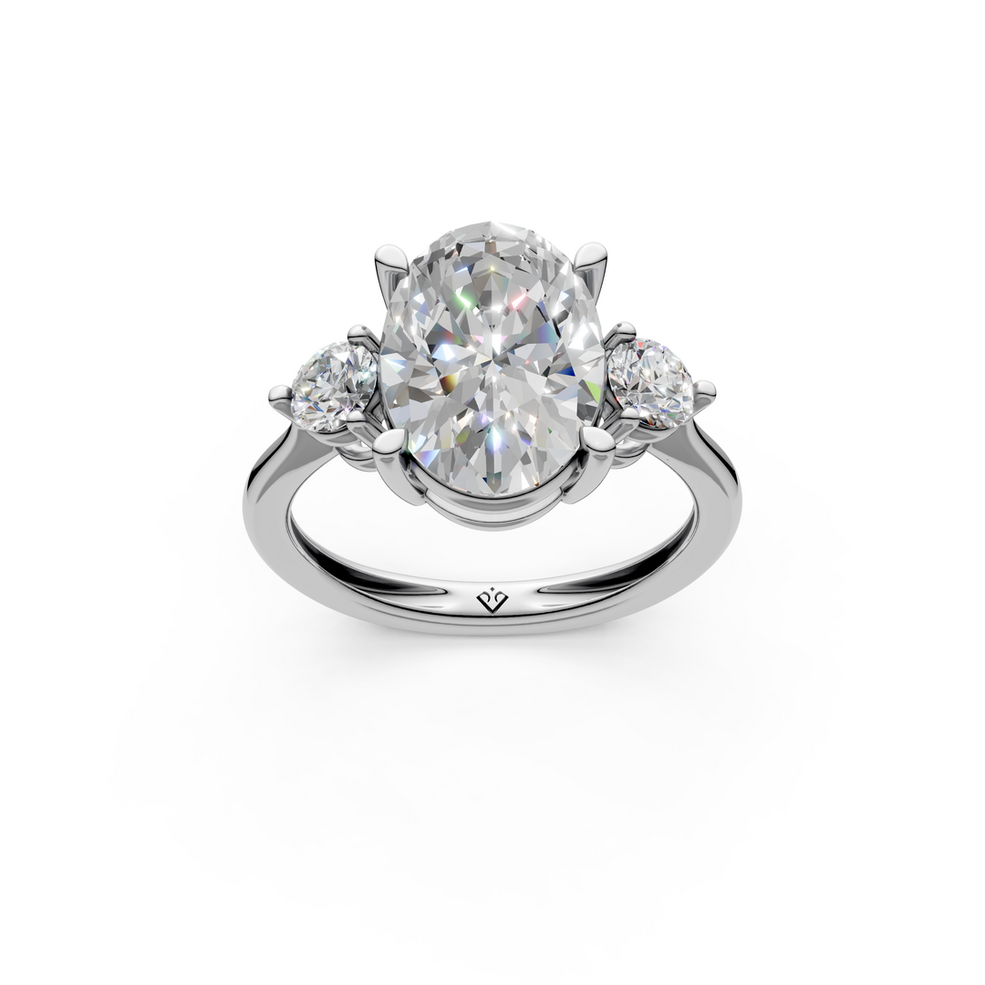 Opal Oval Solitaire Diamond 3 stone Ladies Ring