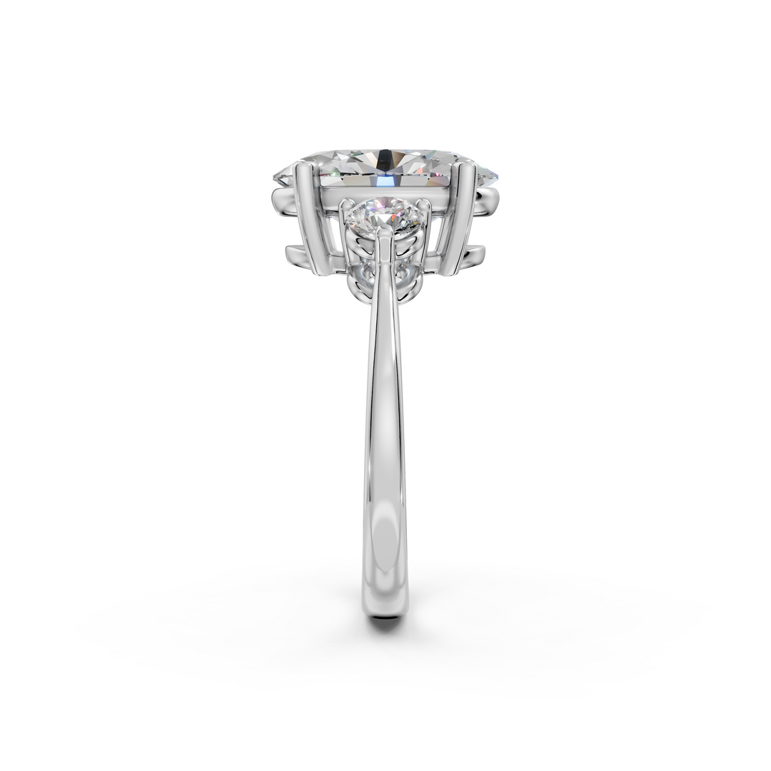 Opal Oval Solitaire Diamond 3 stone Ladies Ring
