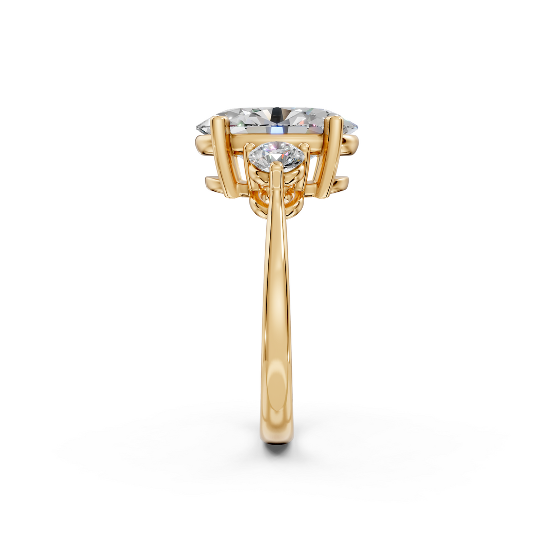 Opal Oval Solitaire Diamond 3 stone Ladies Ring