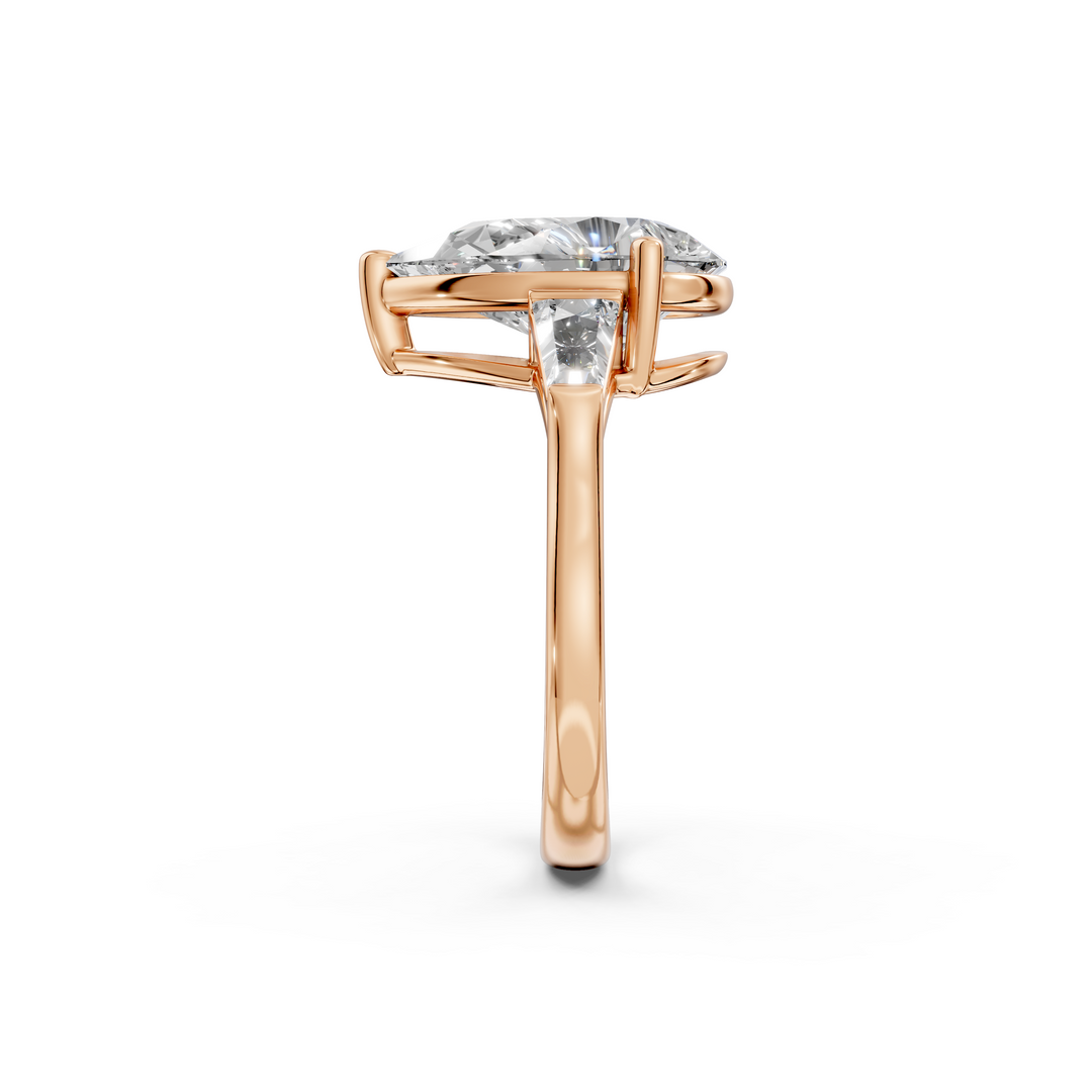 Rosie Pear Solitaire Diamond 3 stone Ladies Ring