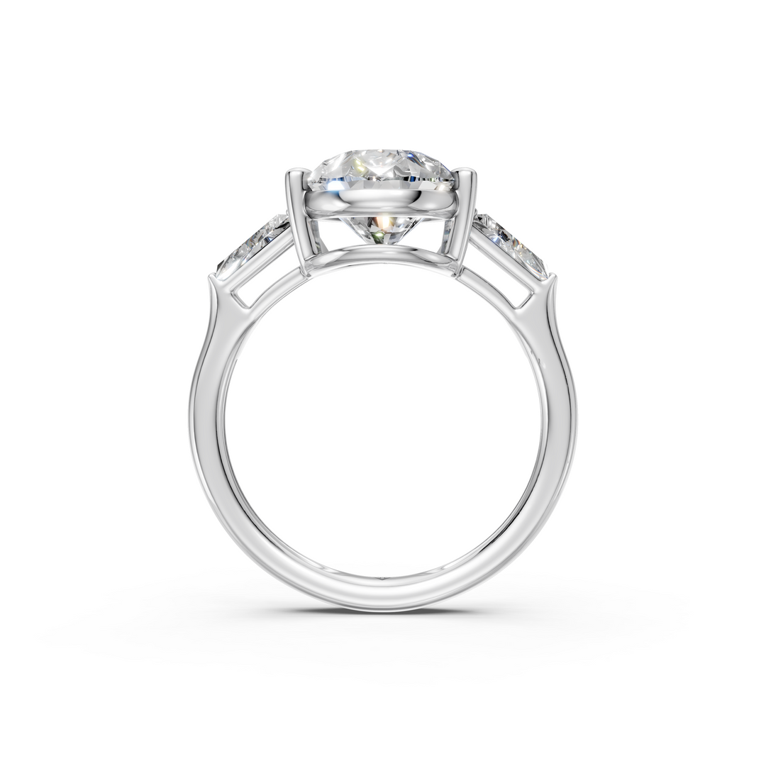 Rosie Pear Solitaire Diamond 3 stone Ladies Ring