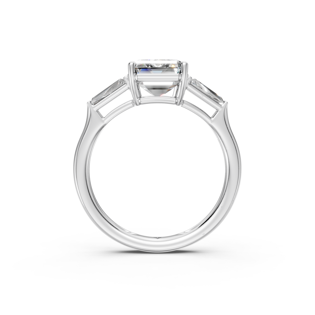 Selena Emerald Solitaire Diamond 3 stone Ladies Ring