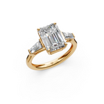 Load image into Gallery viewer, Selena Emerald Solitaire Diamond 3 stone Ladies Ring

