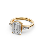Load image into Gallery viewer, Selena Emerald Solitaire Diamond 3 stone Ladies Ring
