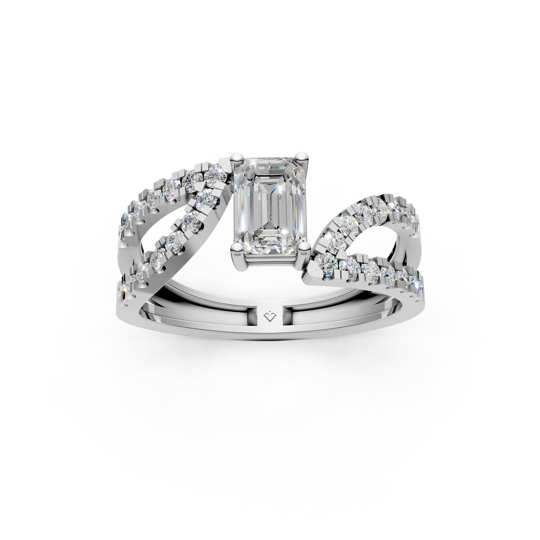 Jenna Emerald Solitaire Diamond Ladies Ring