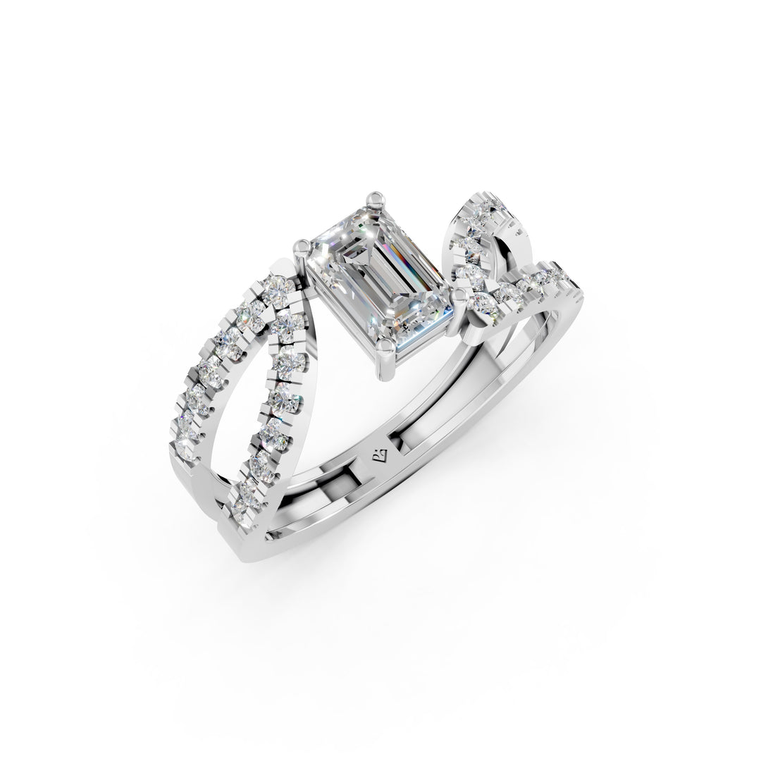 Jenna Emerald Solitaire Diamond Ladies Ring