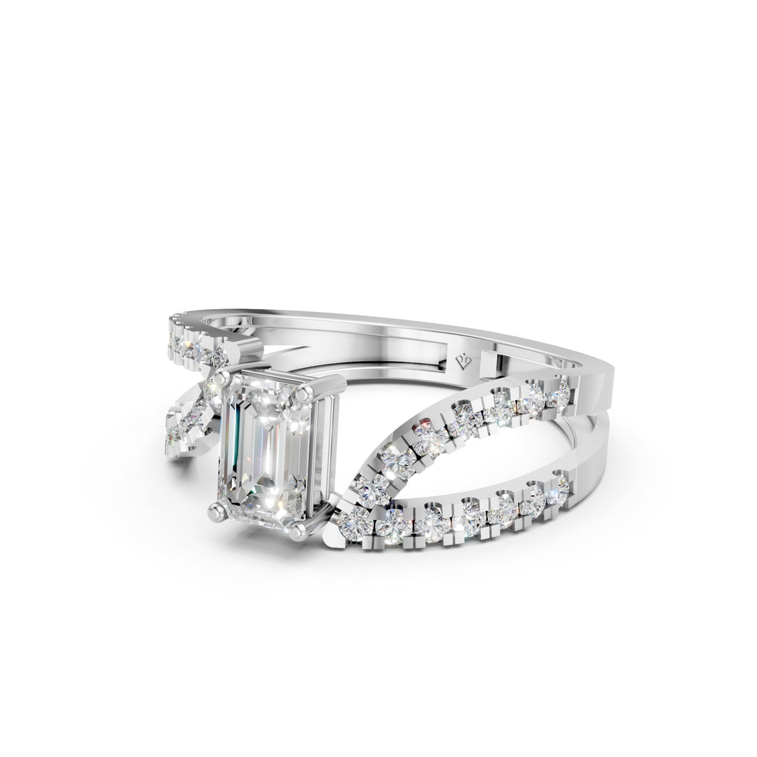 Jenna Emerald Solitaire Diamond Ladies Ring