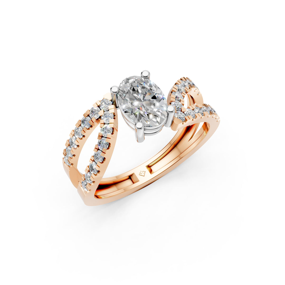 Lina Oval Solitaire Diamond Ladies Ring