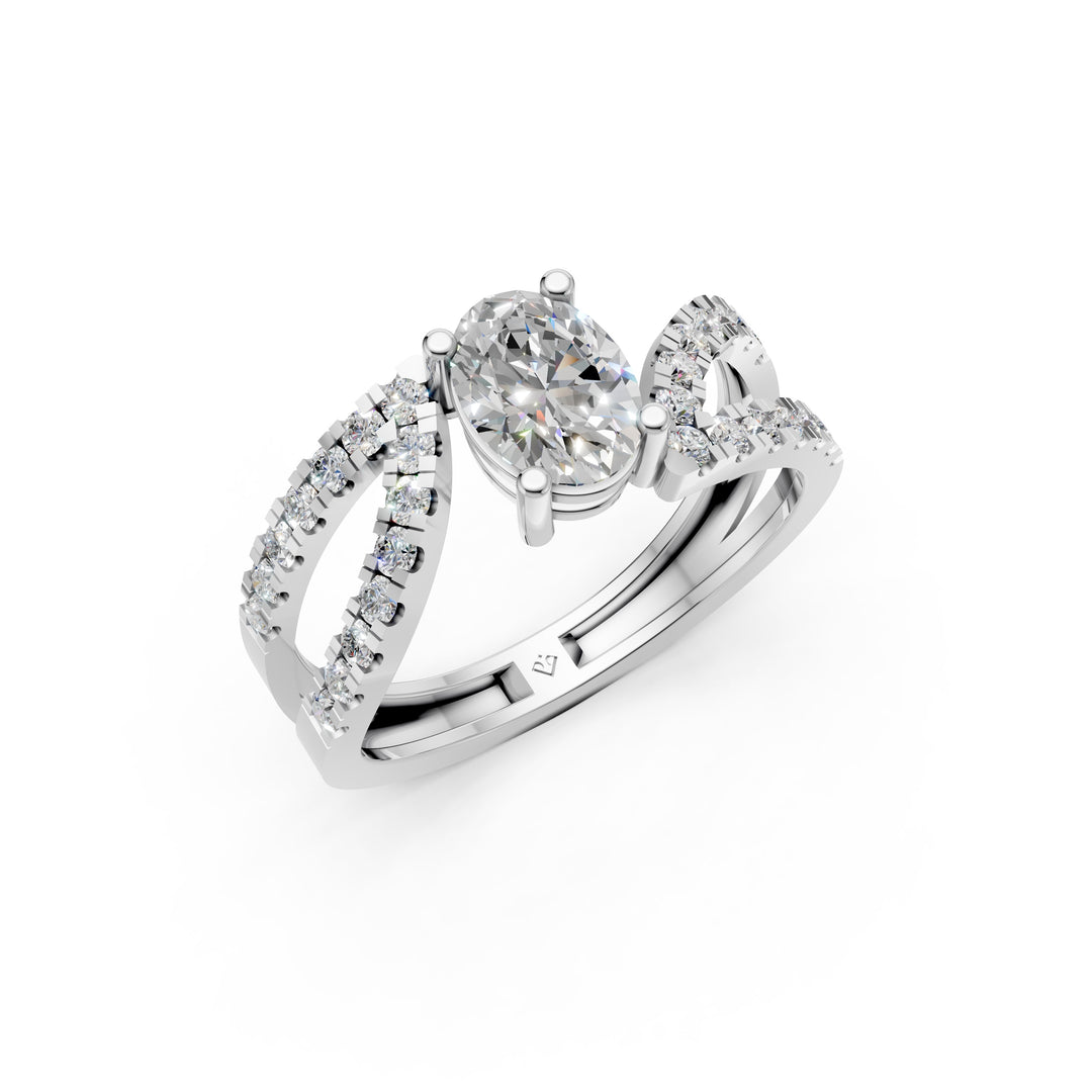 Lina Oval Solitaire Diamond Ladies Ring