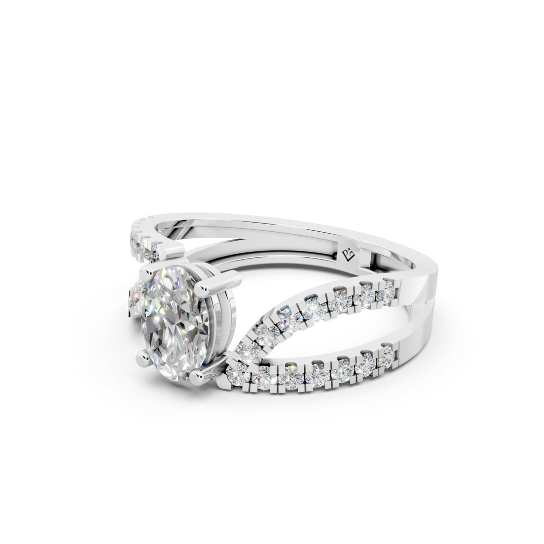 Lina Oval Solitaire Diamond Ladies Ring