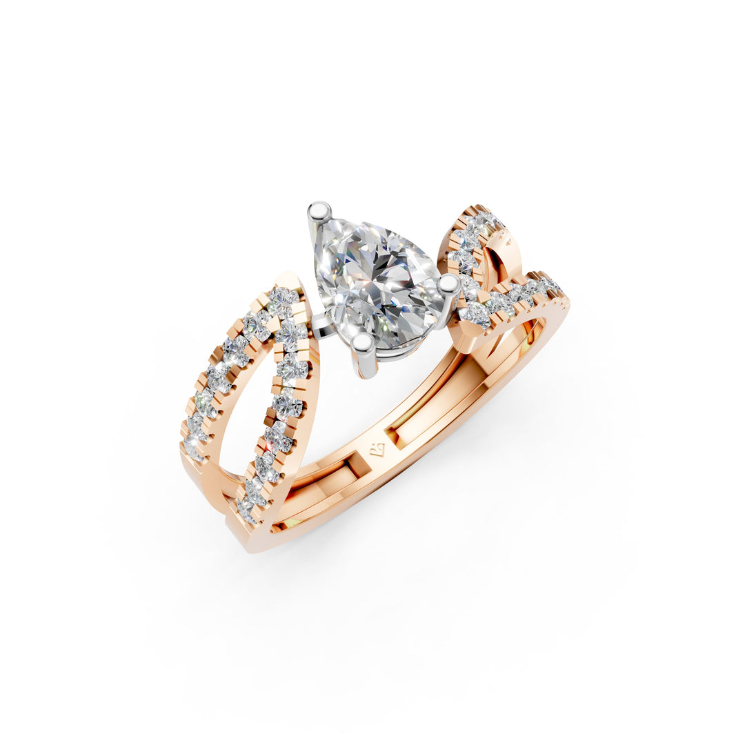 Areej Pear Solitaire Diamond Ladies Ring