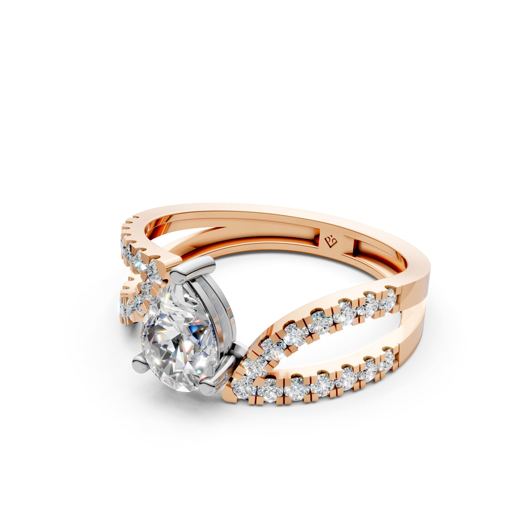 Areej Pear Solitaire Diamond Ladies Ring