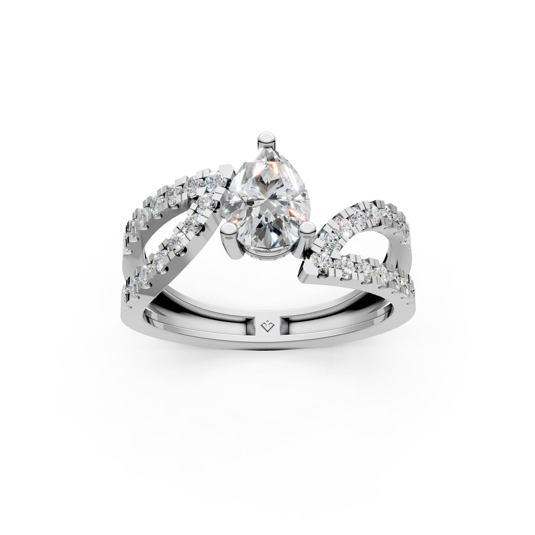 Areej Pear Solitaire Diamond Ladies Ring