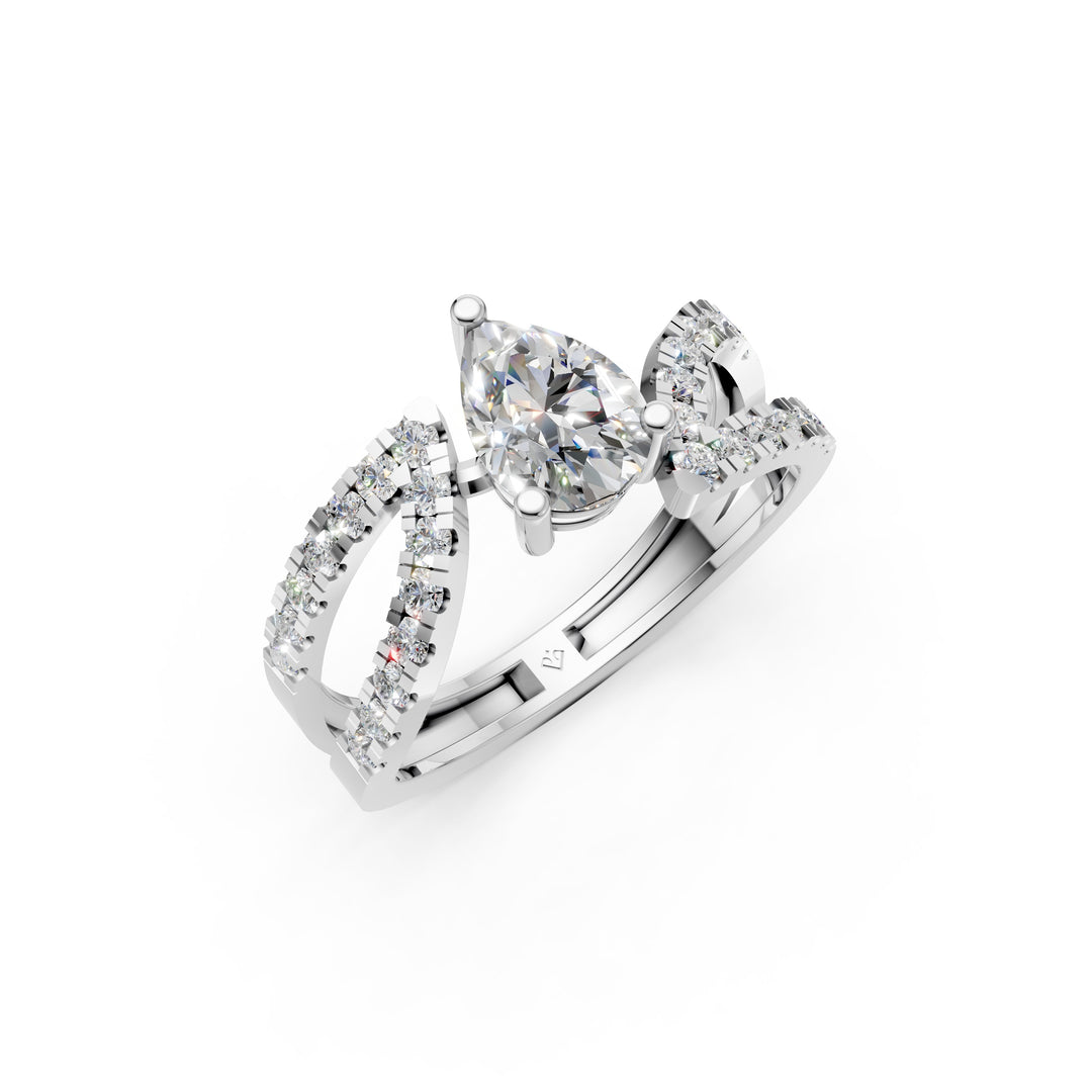 Areej Pear Solitaire Diamond Ladies Ring