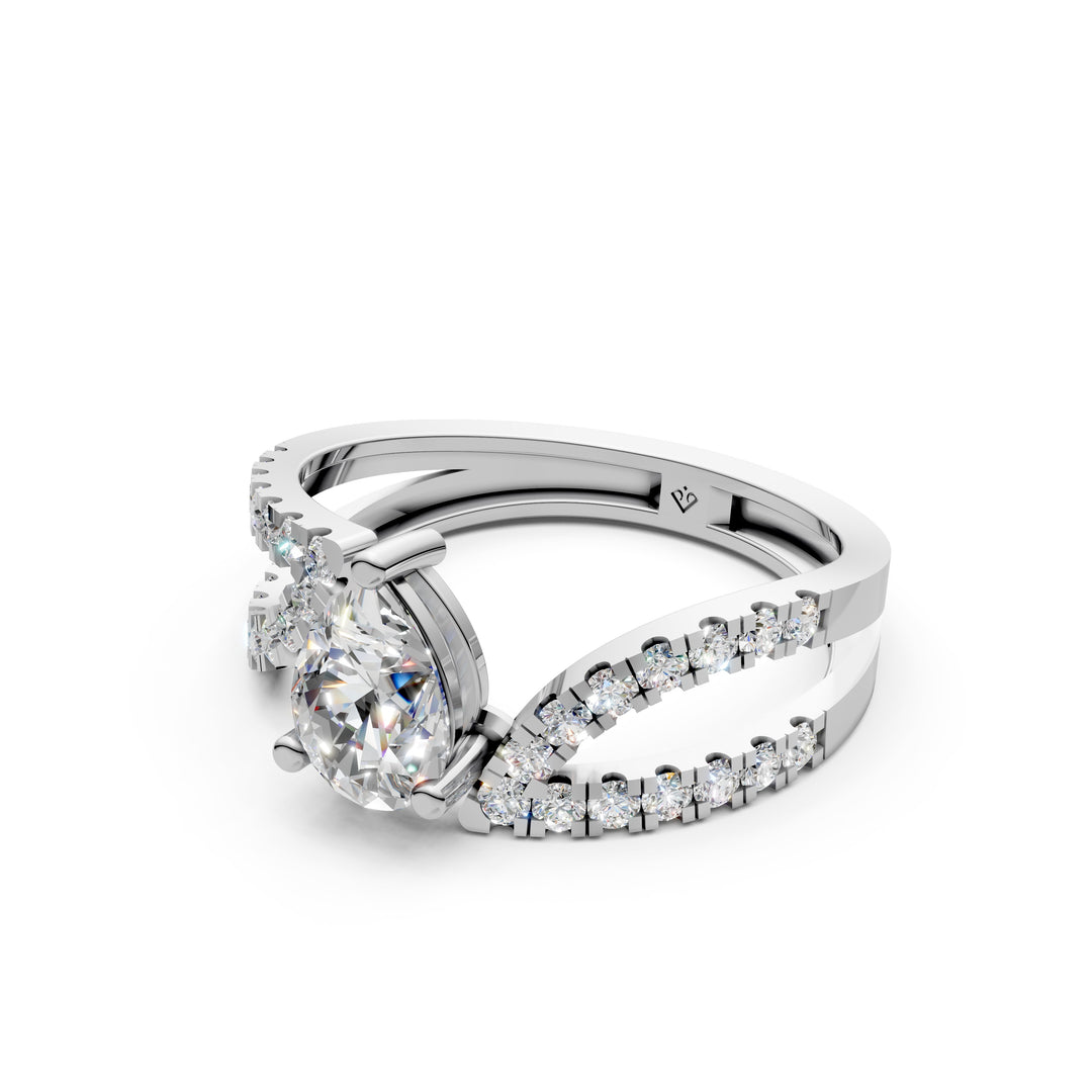 Areej Pear Solitaire Diamond Ladies Ring