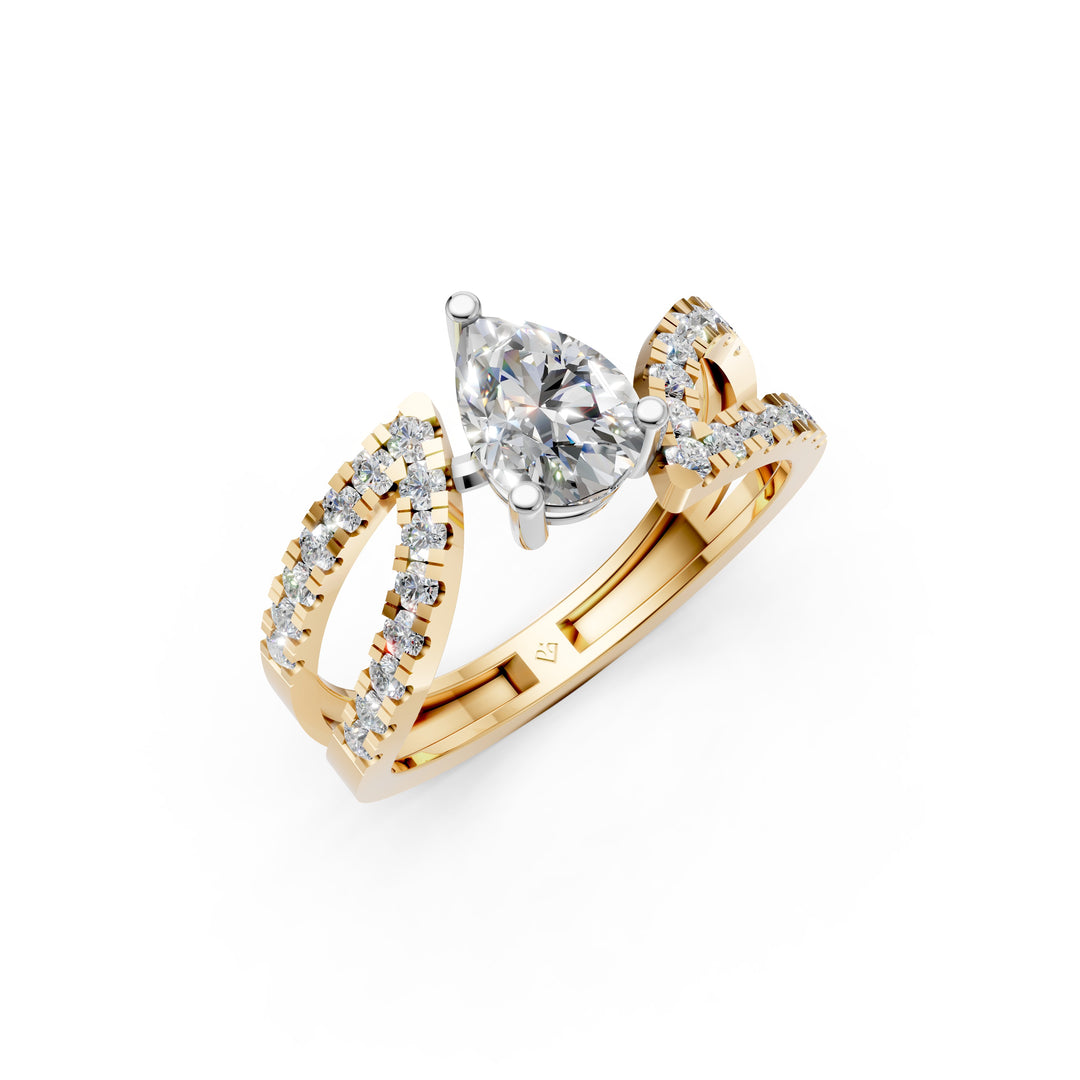 Areej Pear Solitaire Diamond Ladies Ring