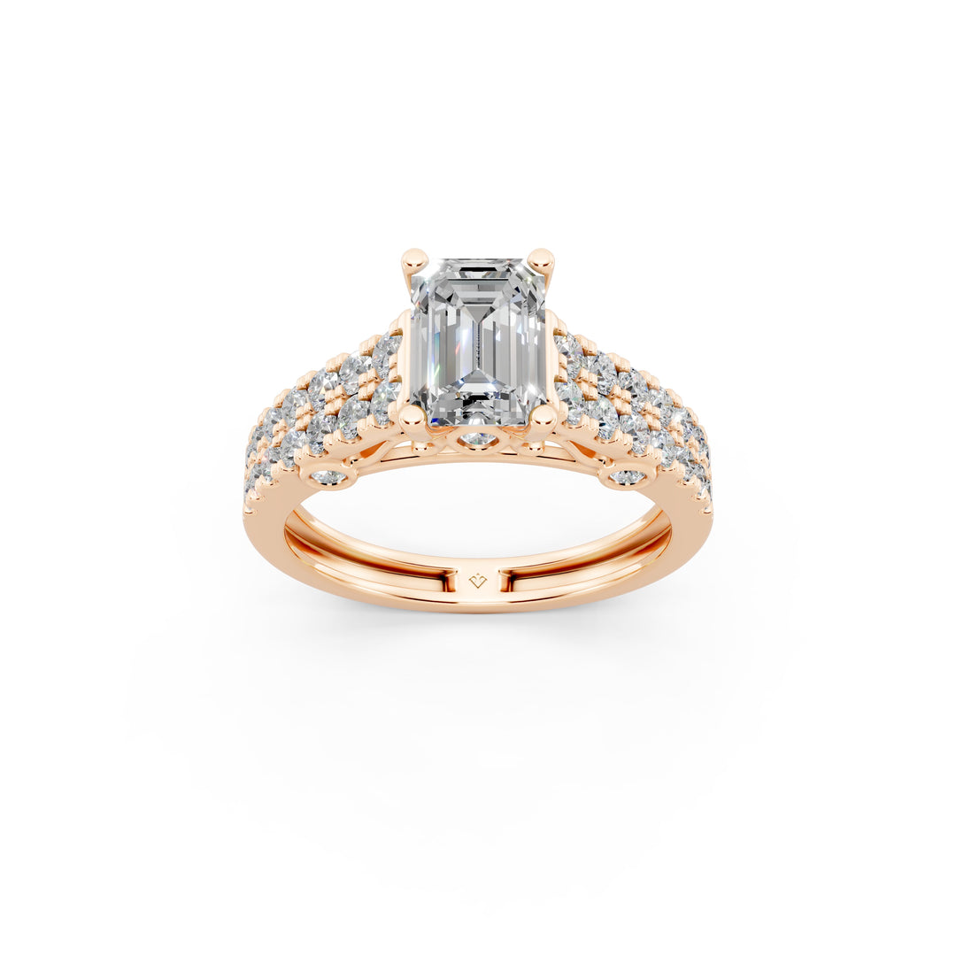 Daisy Emerald Solitaire Diamond Ladies Ring
