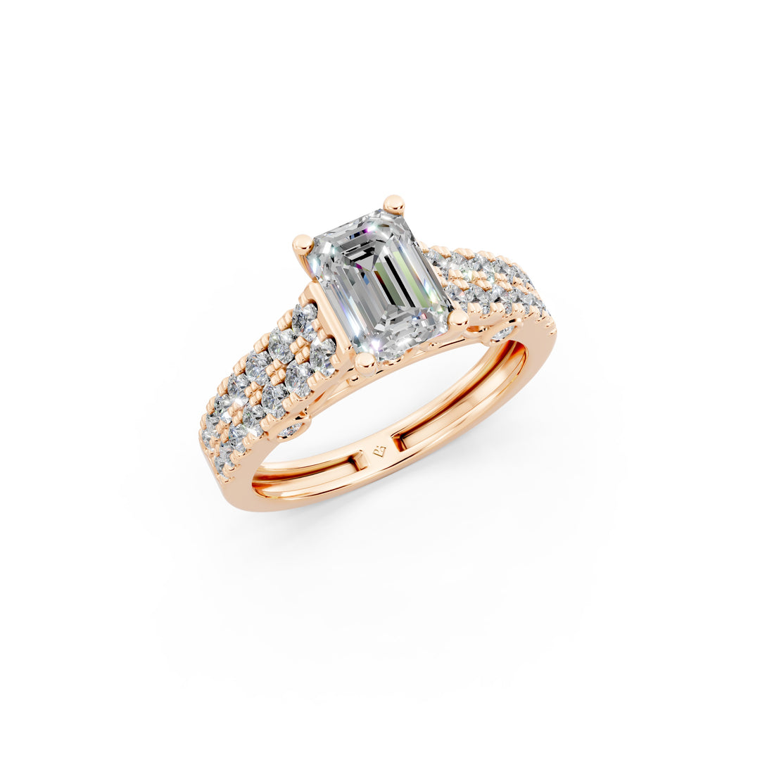 Daisy Emerald Solitaire Diamond Ladies Ring