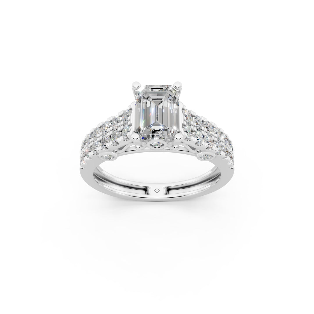 Daisy Emerald Solitaire Diamond Ladies Ring