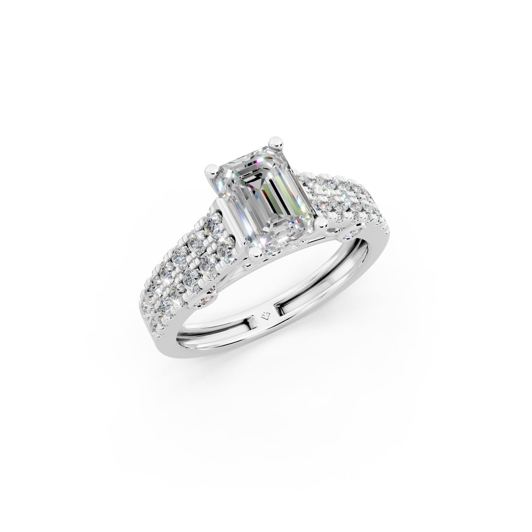 Daisy Emerald Solitaire Diamond Ladies Ring