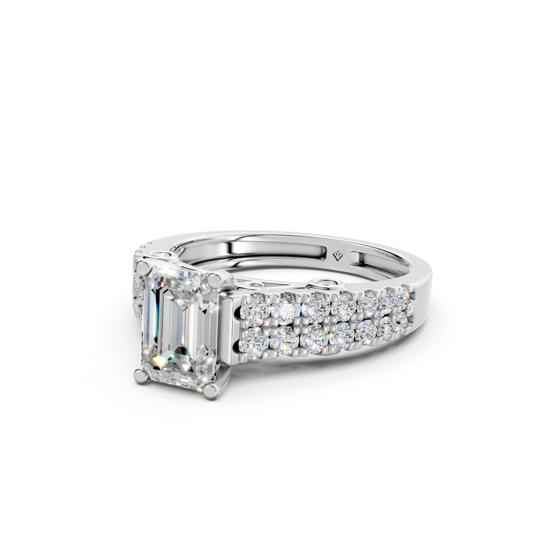 Daisy Emerald Solitaire Diamond Ladies Ring
