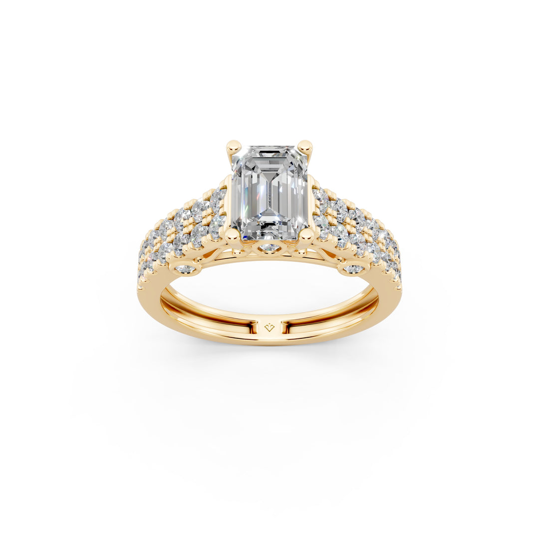 Daisy Emerald Solitaire Diamond Ladies Ring