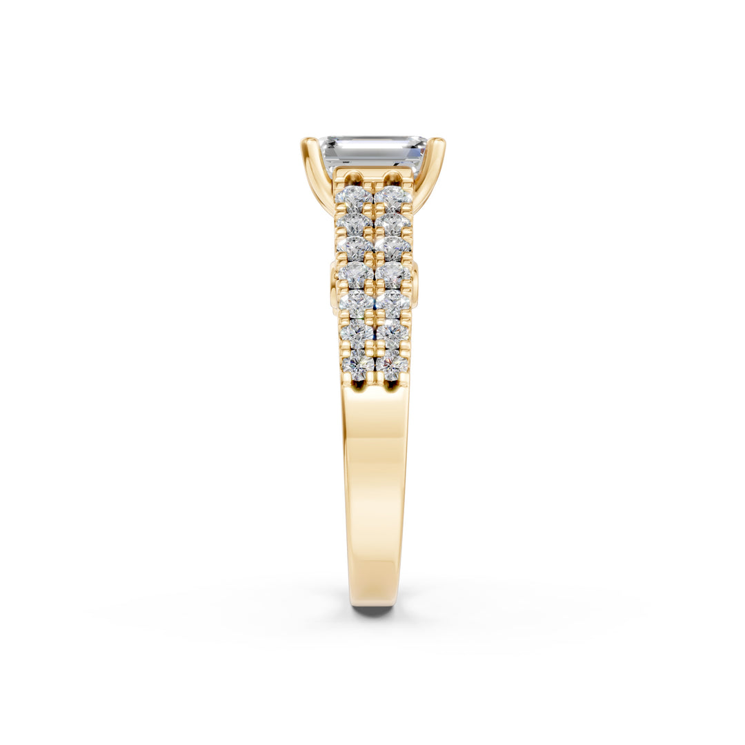 Daisy Emerald Solitaire Diamond Ladies Ring