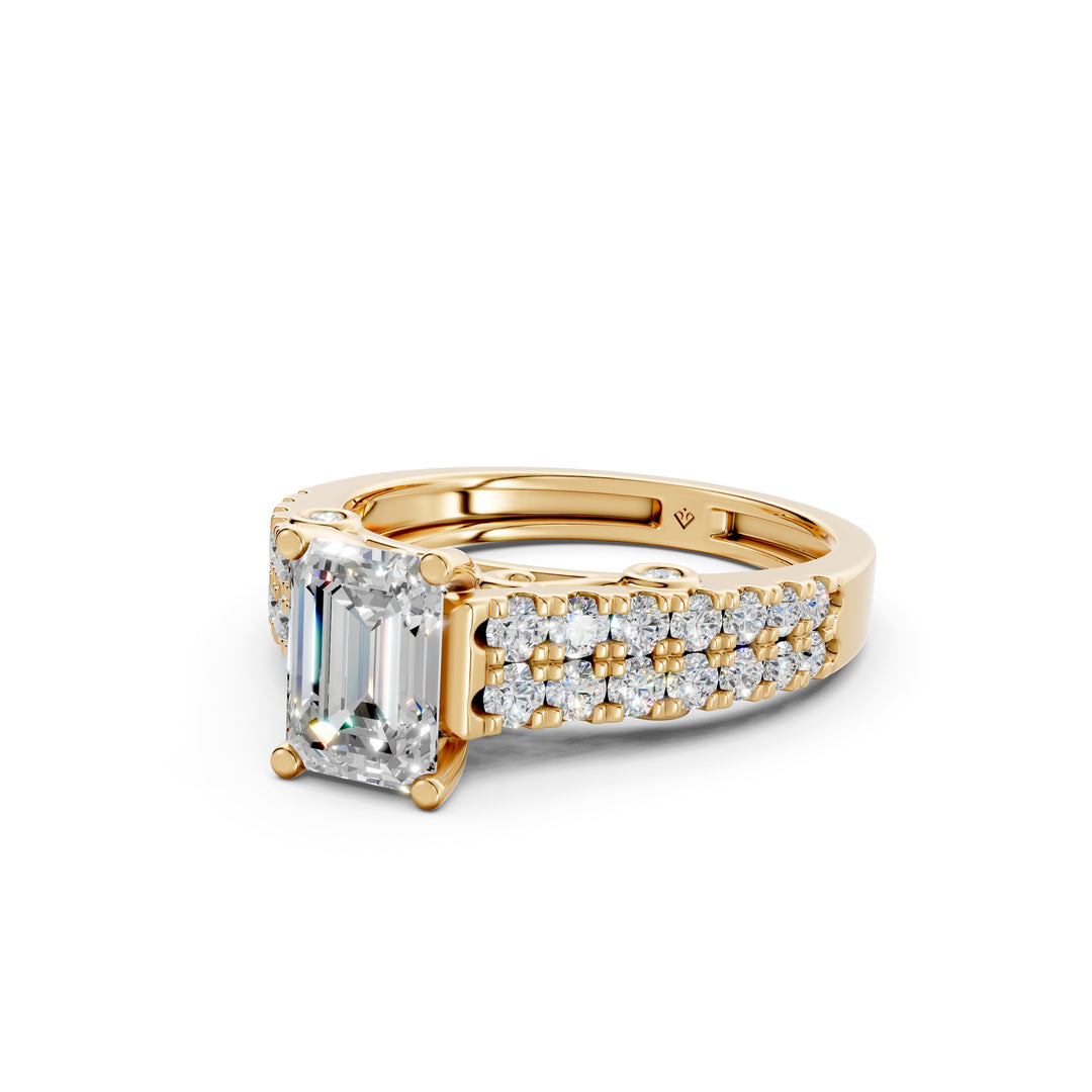 Daisy Emerald Solitaire Diamond Ladies Ring