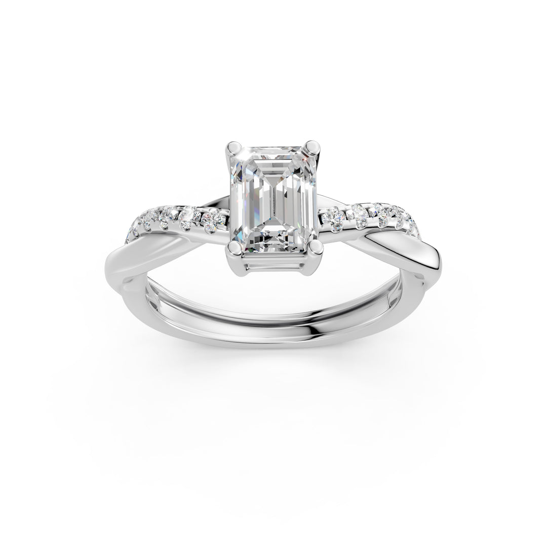 Emery Emerald Solitaire Diamond Ladies Ring
