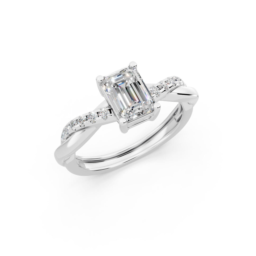 Emery Emerald Solitaire Diamond Ladies Ring
