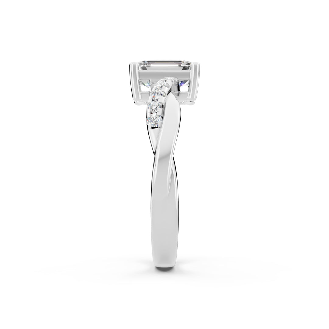 Emery Emerald Solitaire Diamond Ladies Ring