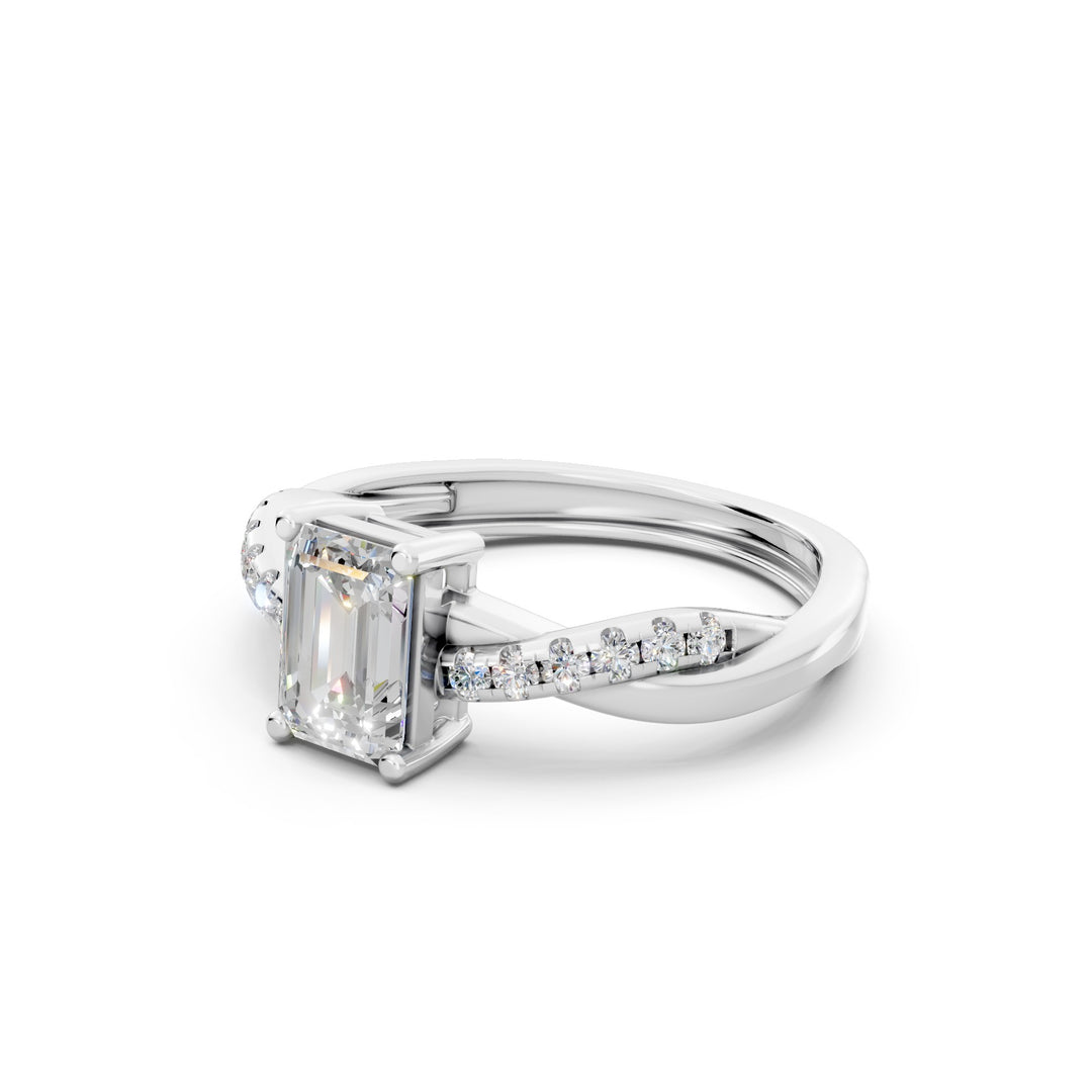 Emery Emerald Solitaire Diamond Ladies Ring