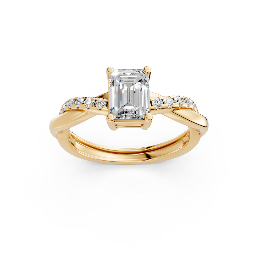 Emery Emerald Solitaire Diamond Ladies Ring
