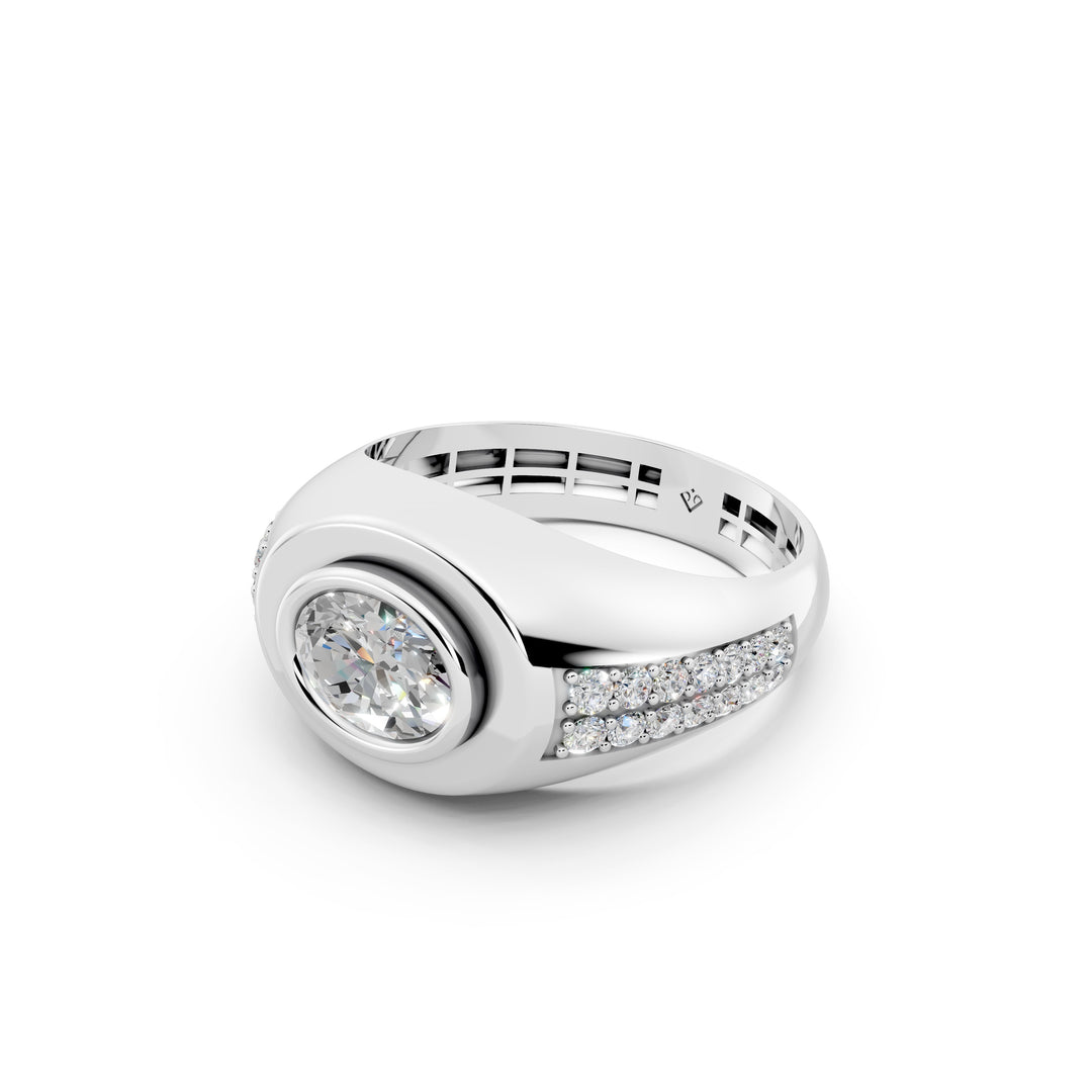 Malay Oval Solitaire Gents Ring