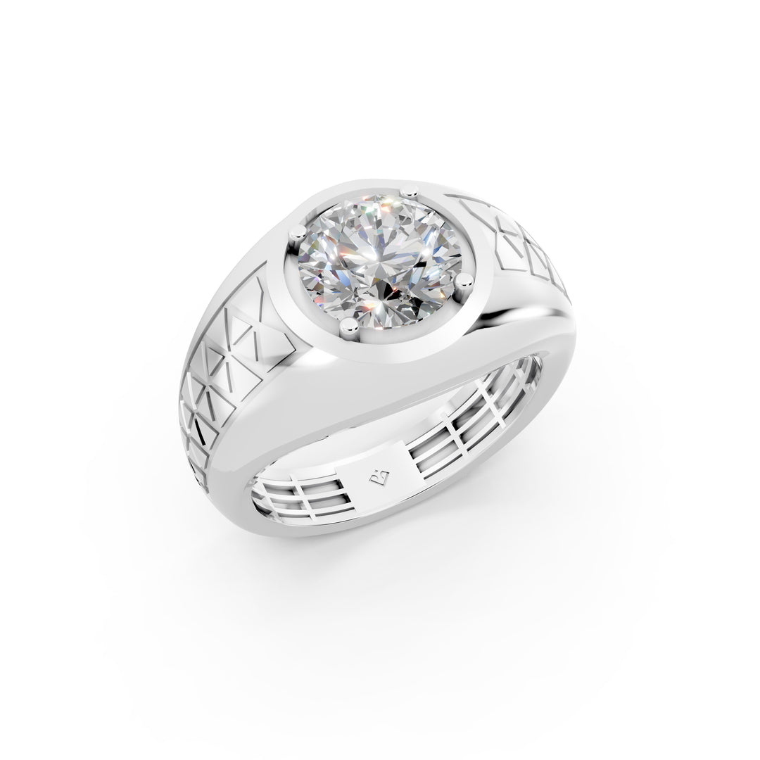 Peter Round Solitaire Gents Ring
