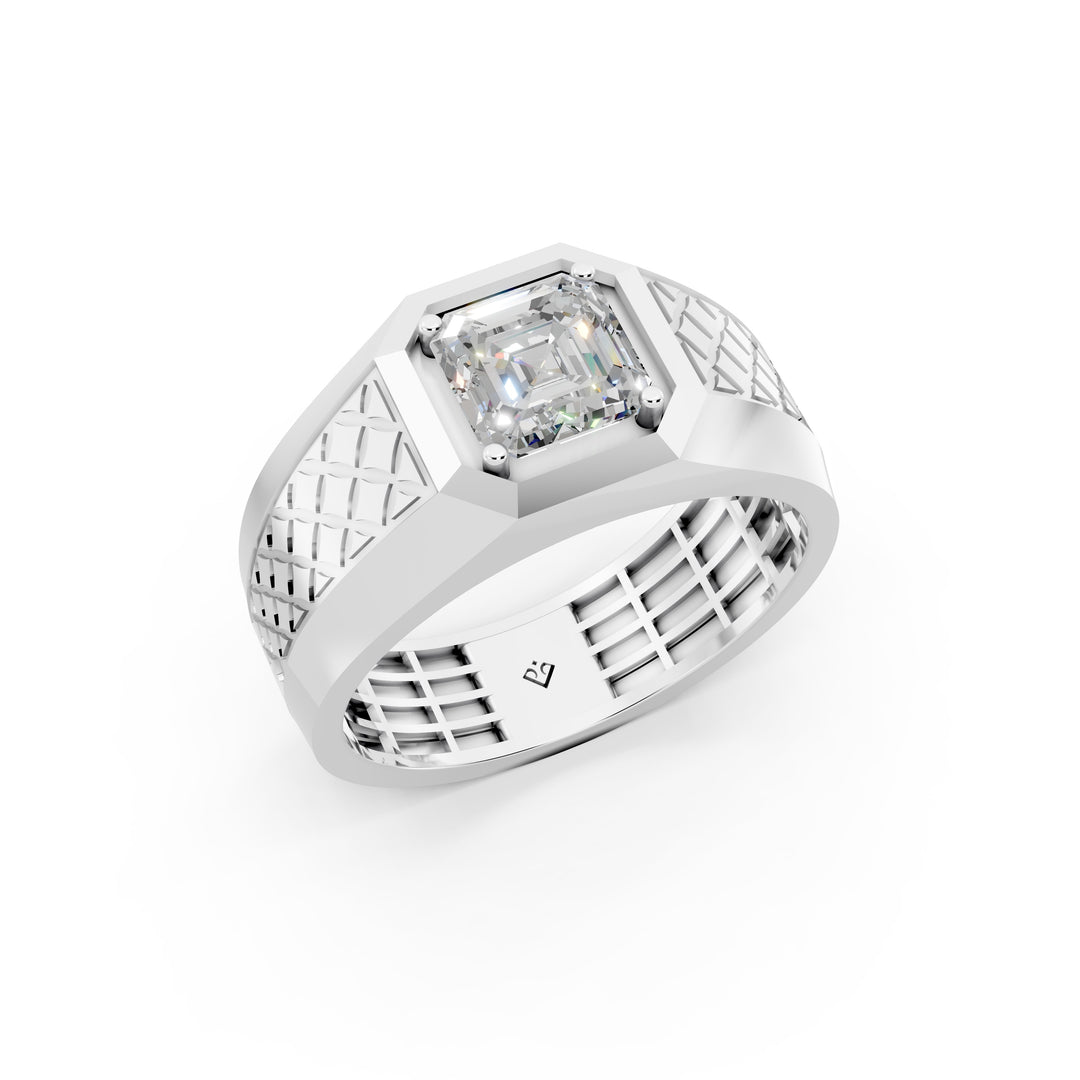 Hunter Emerald Solitaire Gents Ring