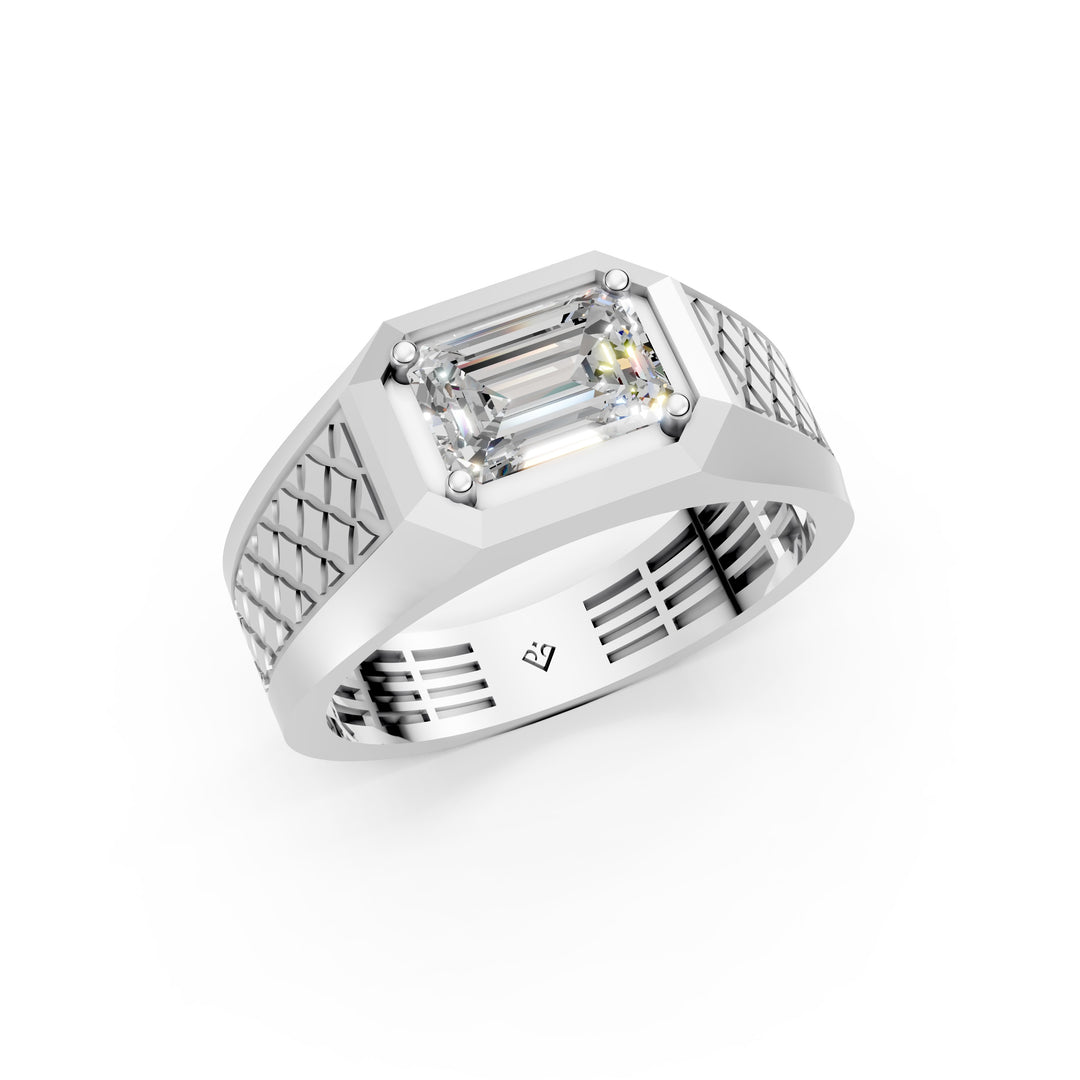 Percy Emerald Solitaire Gents Ring