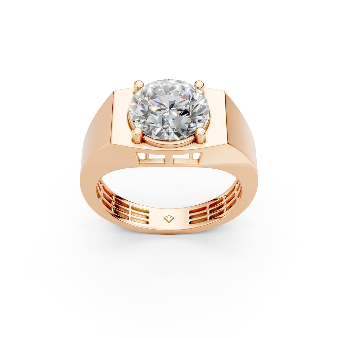 Aariel Round Solitaire Diamond Men Ring